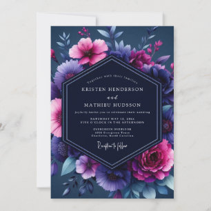 Invitation Mariage Lumineux Magenta et Marine