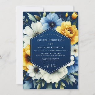 Invitation Mariage Lumineux Navy Marigold