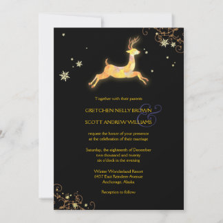 Invitation Mariage lunaire de rennes d'hiver unique
