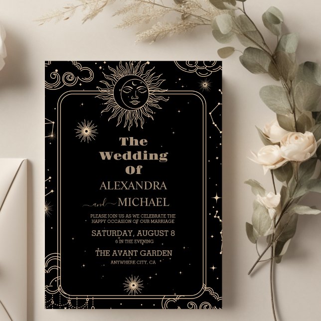 Invitation Mariage Lune Étoile Filante Céleste (Créateur téléchargé)