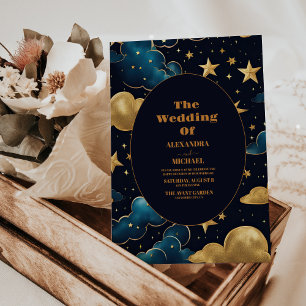 Invitation Mariage Lune Étoiles Célestes