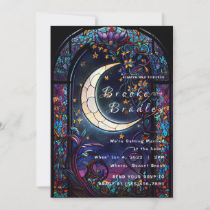 Invitation Mariage Lune & Étoiles en Verre Cathédrale
