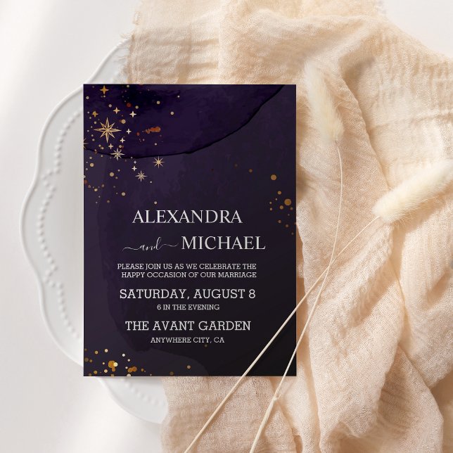 Invitation Mariage Lune Soleil Violet Mystique (Créateur téléchargé)
