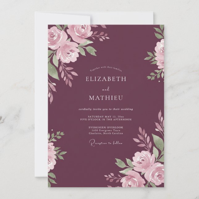 Invitation Mariage Luxe d'Automne au Plum (Devant)