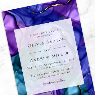 Invitation Mariage Luxe en marbre violet