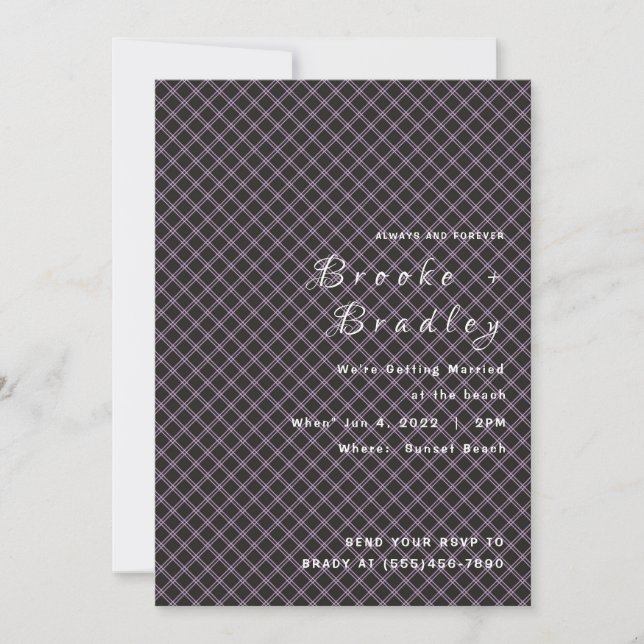 Invitation Mariage Luxe Grille Sombre (Devant)
