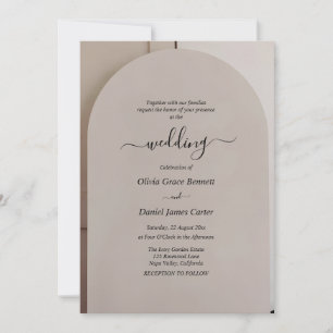 Invitation Mariage Luxe Neutre en Forme d'Arche