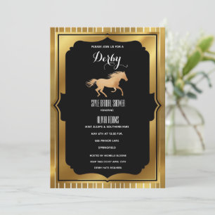 Invitation Mariage Luxe Noir & Or Art Déco Kentucky Derby