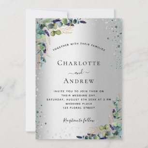 Invitation Mariage luxueux à l'eucalyptus argenté