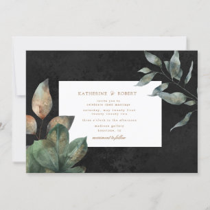 Invitation mariage luxueux aquarelle feuillage