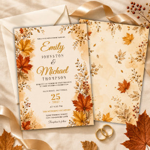 Invitation Mariage Luxueux aux Feuilles d'Automne