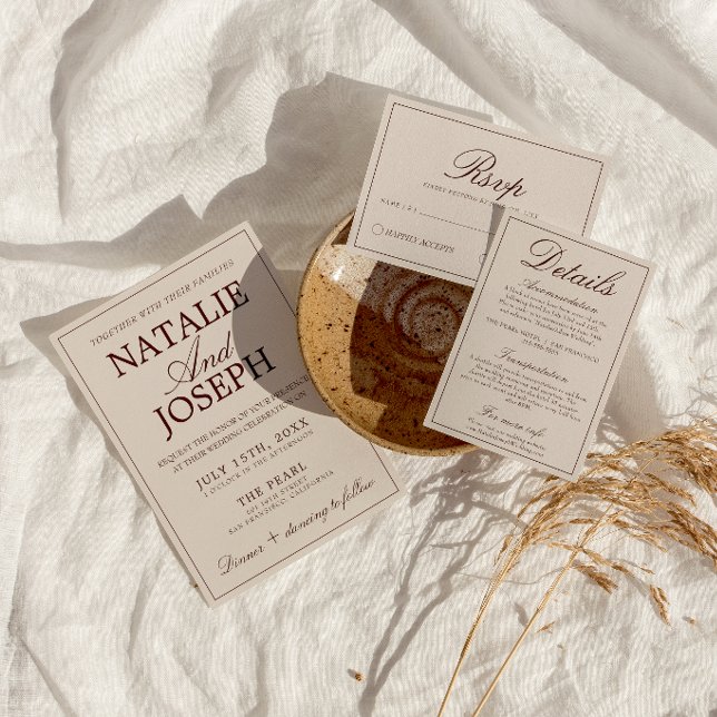 Invitation Mariage Luxueux Chocolat Brun Ancien Argent  (Créateur téléchargé)