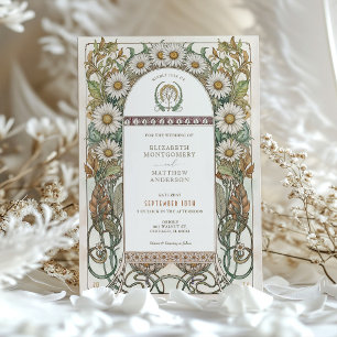 Invitation Mariage Luxueux Daisy Art Nouveau Floral