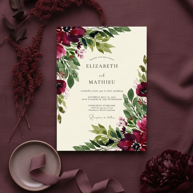 Invitation Mariage luxueux d'automne en Bourgogne (Créateur téléchargé)