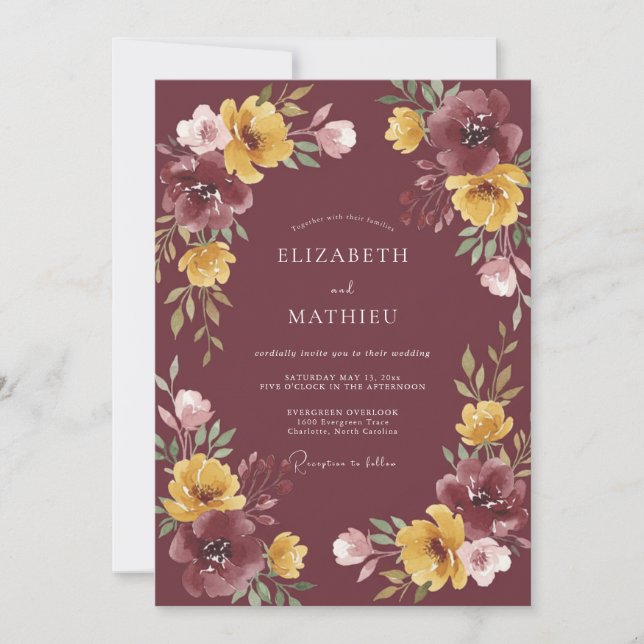 Invitation Mariage Luxueux de Récolte Marron (Devant)