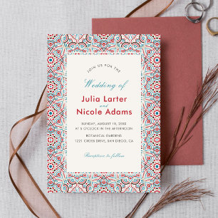 Invitation Mariage Luxueux Métallisé Pailleté Géométrique