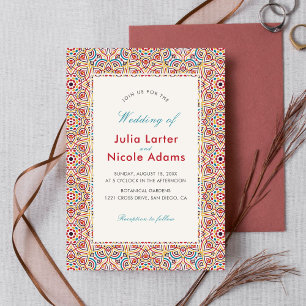 Invitation Mariage Luxueux Métallisé Pailleté Géométrique