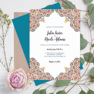Invitation Mariage Luxueux Métallisé Pailleté Géométrique
