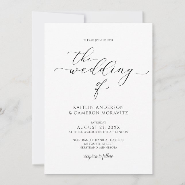 Invitation Mariage Luxueux Moderne Élégant Calligraphie Scrip (Devant)
