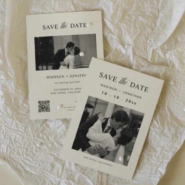 Invitation Mariage Luxueux Noir & Blanc Photo de Save The Dat (Créateur téléchargé)