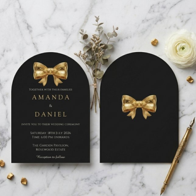 Invitation Mariage Luxueux Noir et Doré à l'Ancienne (Créateur téléchargé)