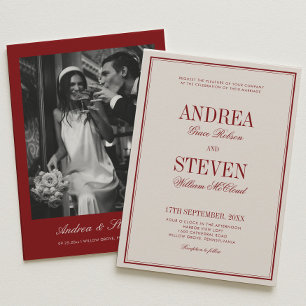 Invitation Mariage Luxueux Opéra Rouge Profond 