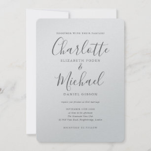 Invitation Mariage Luxueux Romantique Écriture Métallique Arg