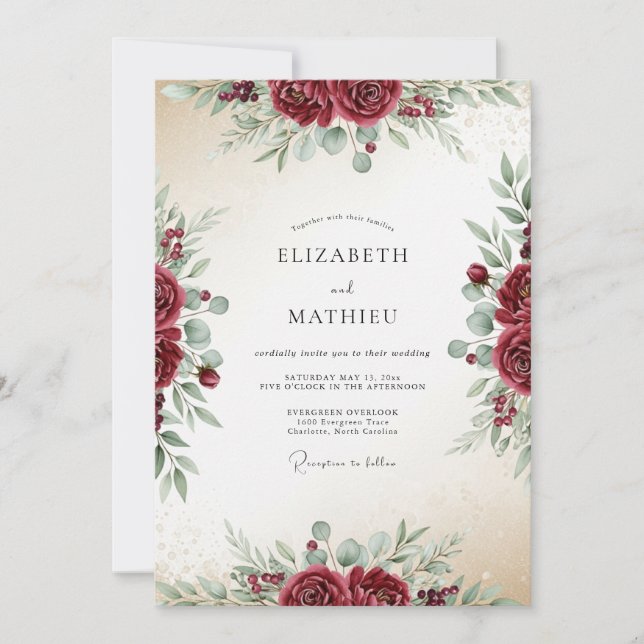 Invitation Mariage Luxuriant Bourgogne (Devant)