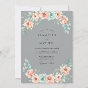 Invitation Mariage luxuriant de pêche succulent