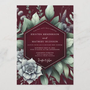 Invitation Mariage luxuriant et succulent de Bourgogne