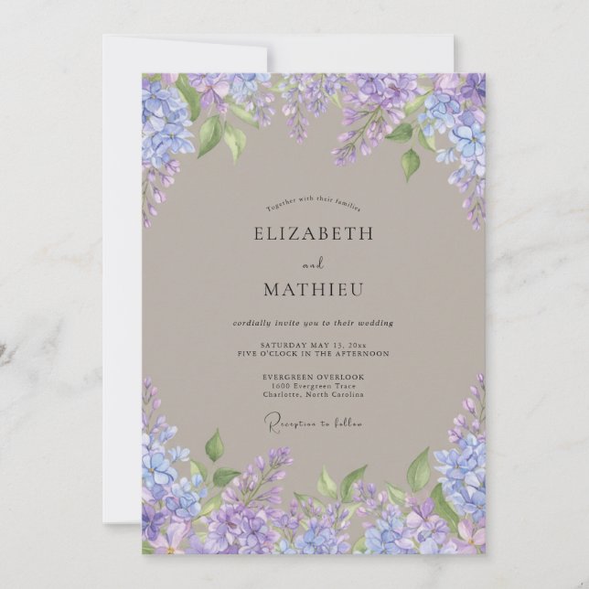 Invitation Mariage Luxuriant Fleur de Pervenche (Devant)
