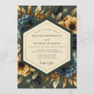 Invitation Mariage luxuriant Marigold & Slate Bloom