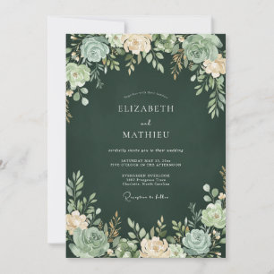 Invitation Mariage luxuriant vert forêt riche