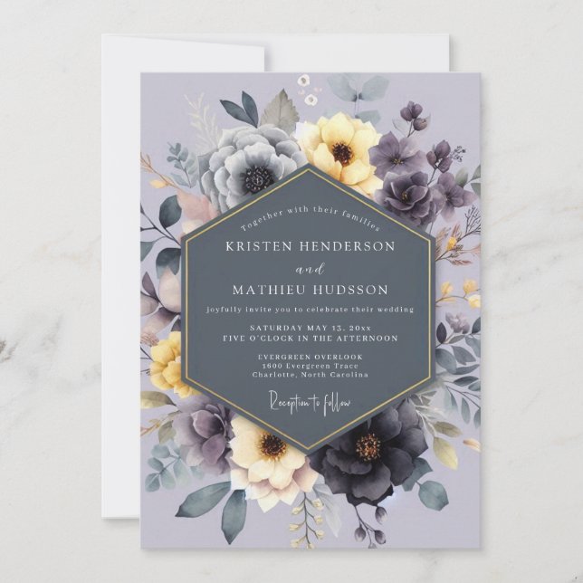 Invitation Mariage Lyrique au Citron et Charbon (Devant)