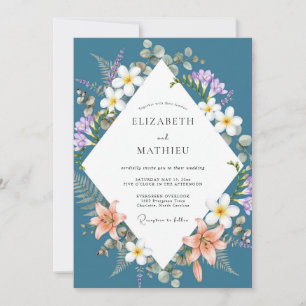 Invitation Mariage Lys Azur Acier