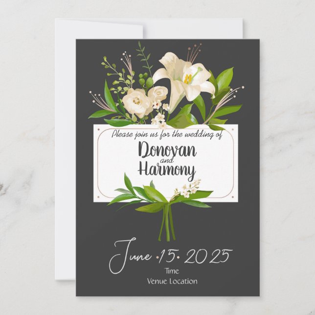 Invitation Mariage Lys blancs (Devant)