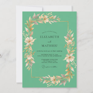 Invitation Mariage Lys Peint à l'écume de mer