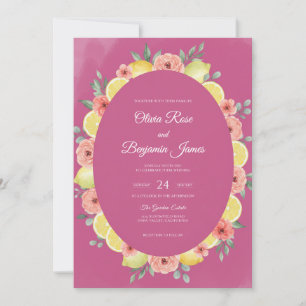 Invitation Mariage Magenta Citron Eucalyptus Assourdi