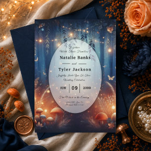 Invitation Mariage Magique avec Guirlandes et Forêt au Clair