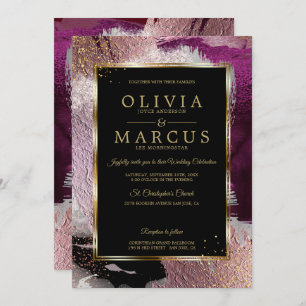 Invitation Mariage Magnifique Gras Cassis Plum Abstrait