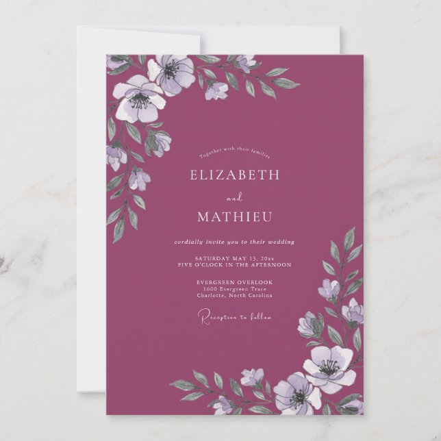 Invitation Mariage Magnolia Blanc aux Fruits (Devant)