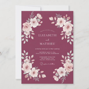 Invitation Mariage Magnolia Plum