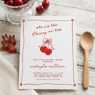 Invitation Mariage Main Dessinée Cerise Mignonne Sur Le Haut