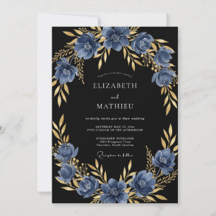Invitation Mariage majestueux bleu marine du soir