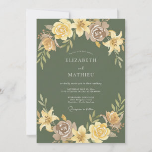 Invitation Mariage majestueux de la nature vert olive