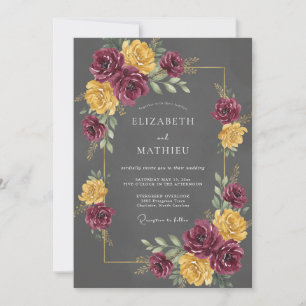 Invitation Mariage Majestueux Gris Charbon d'Automne