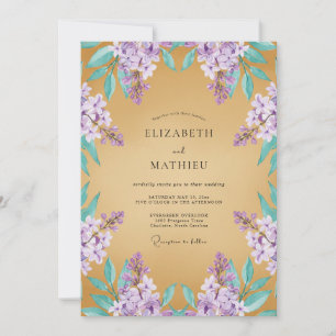 Invitation Mariage majestueux lilas doré