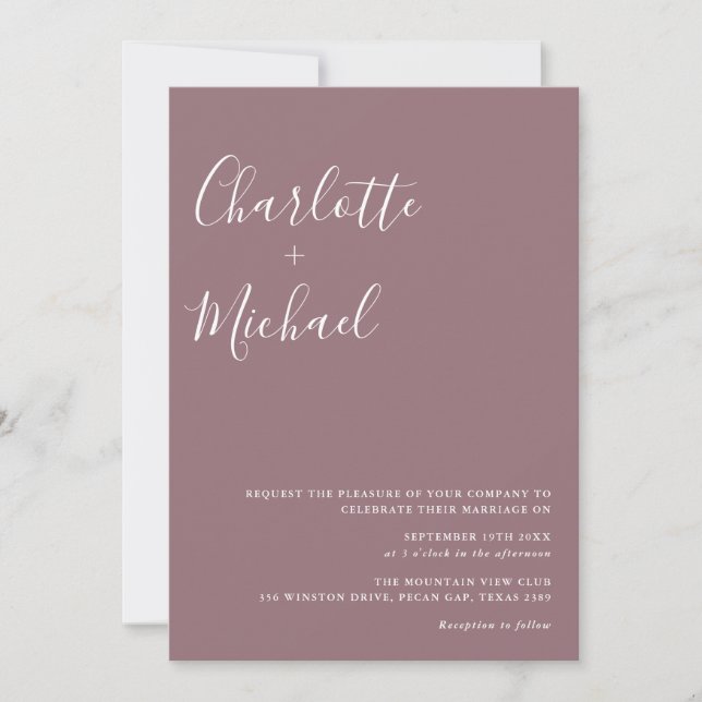Invitation Mariage majuscule de script de signature minimalis (Devant)