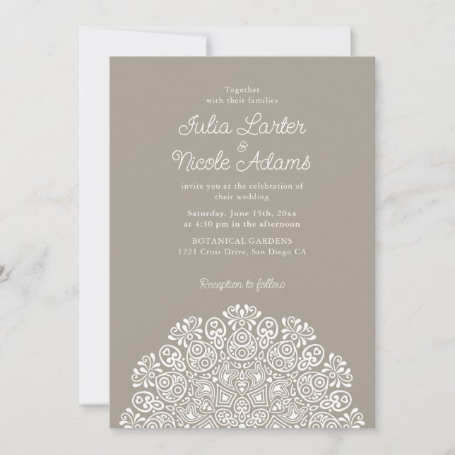 Invitation Mariage Mandala de style Art déco orné classique (Devant)
