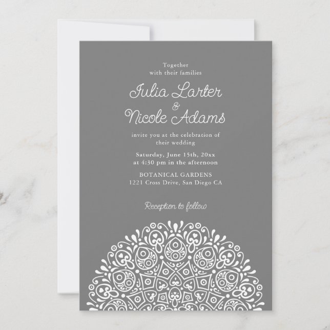 Invitation Mariage Mandala de style Art Déco Orné Classique (Devant)